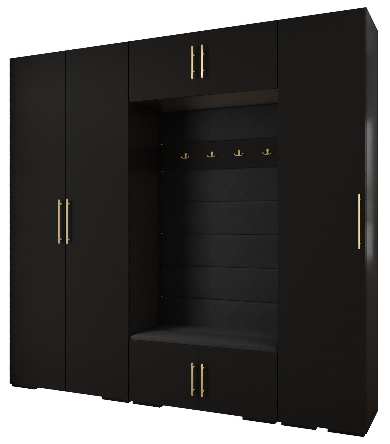 Abiks Möbel Garderoben-Set Schwarz, Gold 250x236.7x47 cm
