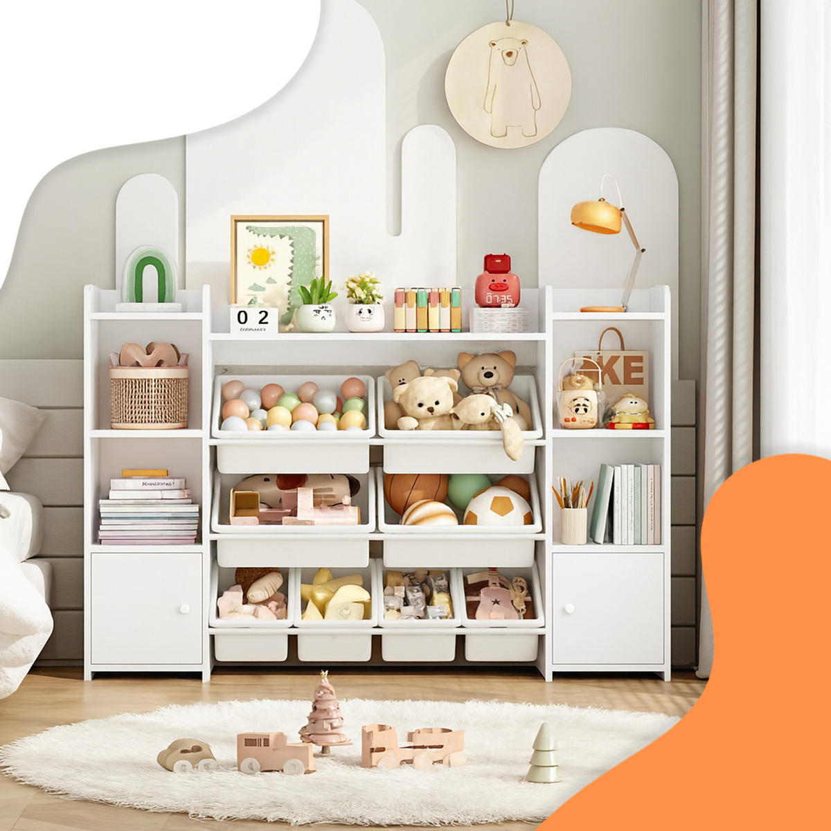 KINDERREGAL - Weiß, Holzwerkstoff/Kunststoff (139/94/30cm) - Relaxdays