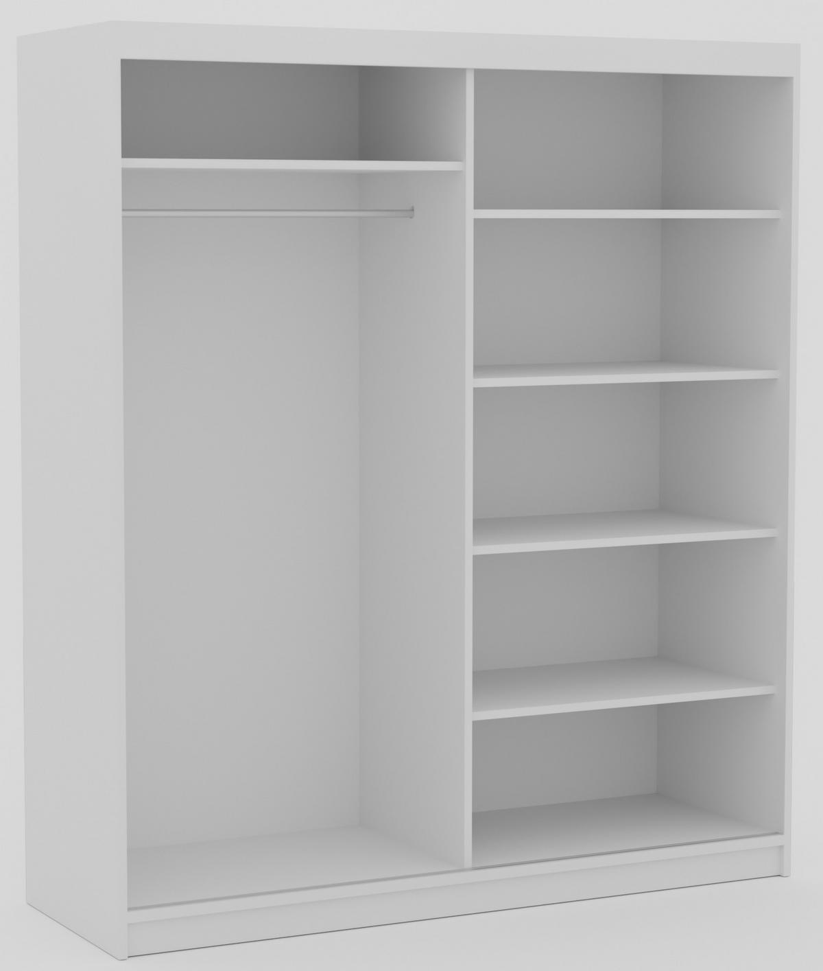 SCHIEBETÜRENSCHRANK Orvena 180 mit Spiegel – Weiß - Weiß, Holzwerkstoff (180/205/60cm) - Möblo