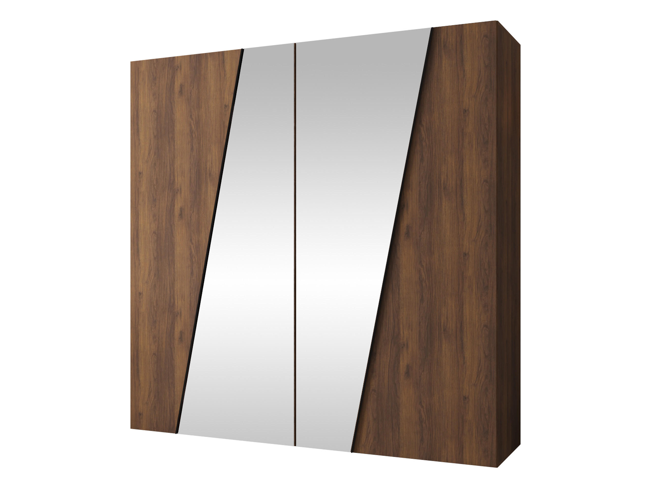DREHTÜRENSCHRANK Zen 2L 200 cm - Nussbaumfarben/Schwarz, Holzwerkstoff/Kunststoff (200/202/50cm) - MIRJAN24