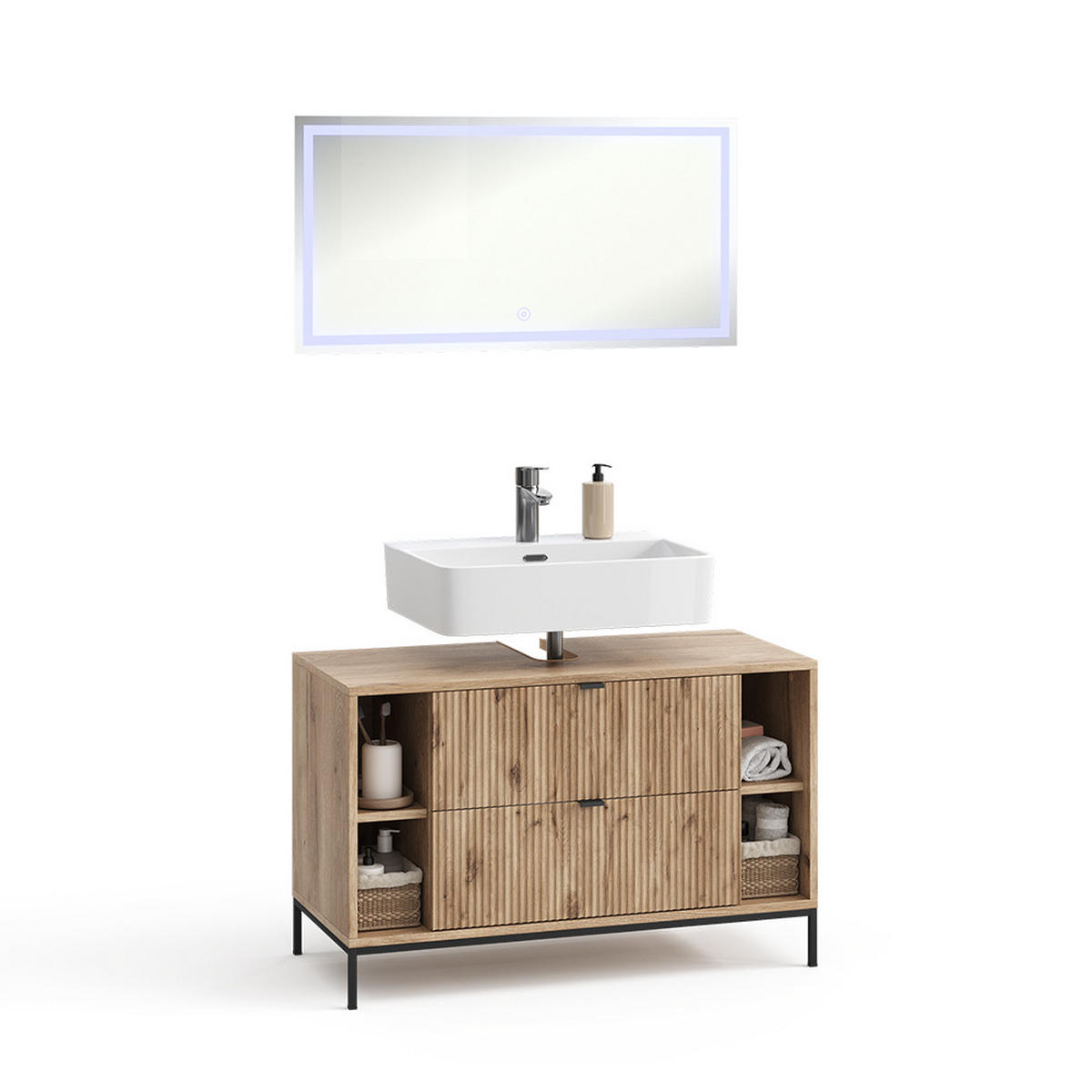 BADMÖBEL-SET Eliza Viking Oak 2 Teile - Eichefarben, Holzwerkstoff (100/63/45.1cm) - Vicco