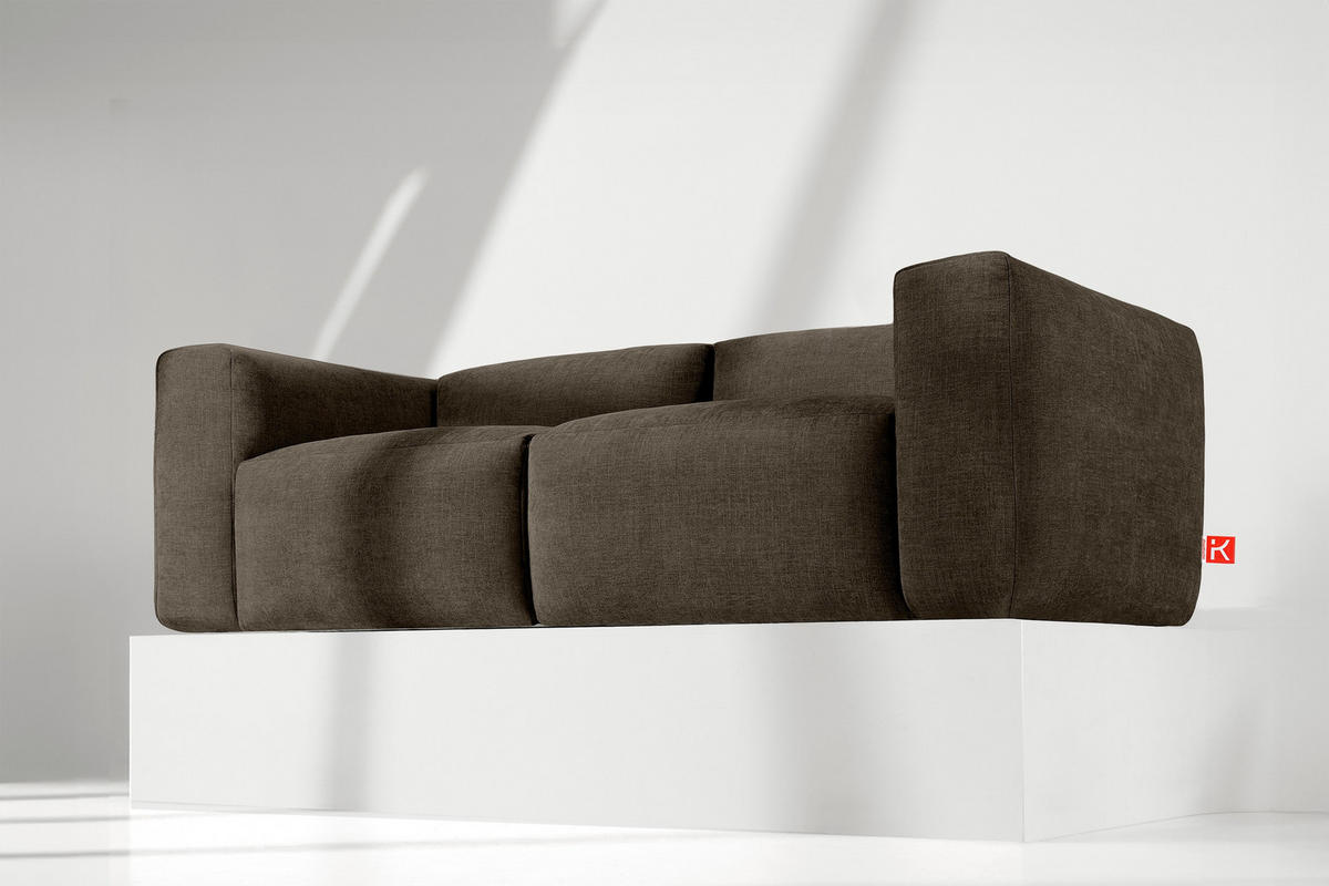 2,5-SITZER-MODULSOFA BUFFO mit extrem weicher und bequemer Sitzfläche, Gewebestoff, braun - Braun, Textil (250/73/96cm) - KONSIMO®