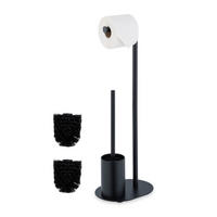 WC-GARNITUR - Schwarz, Textil/Metall (23/63/17cm) - Relaxdays