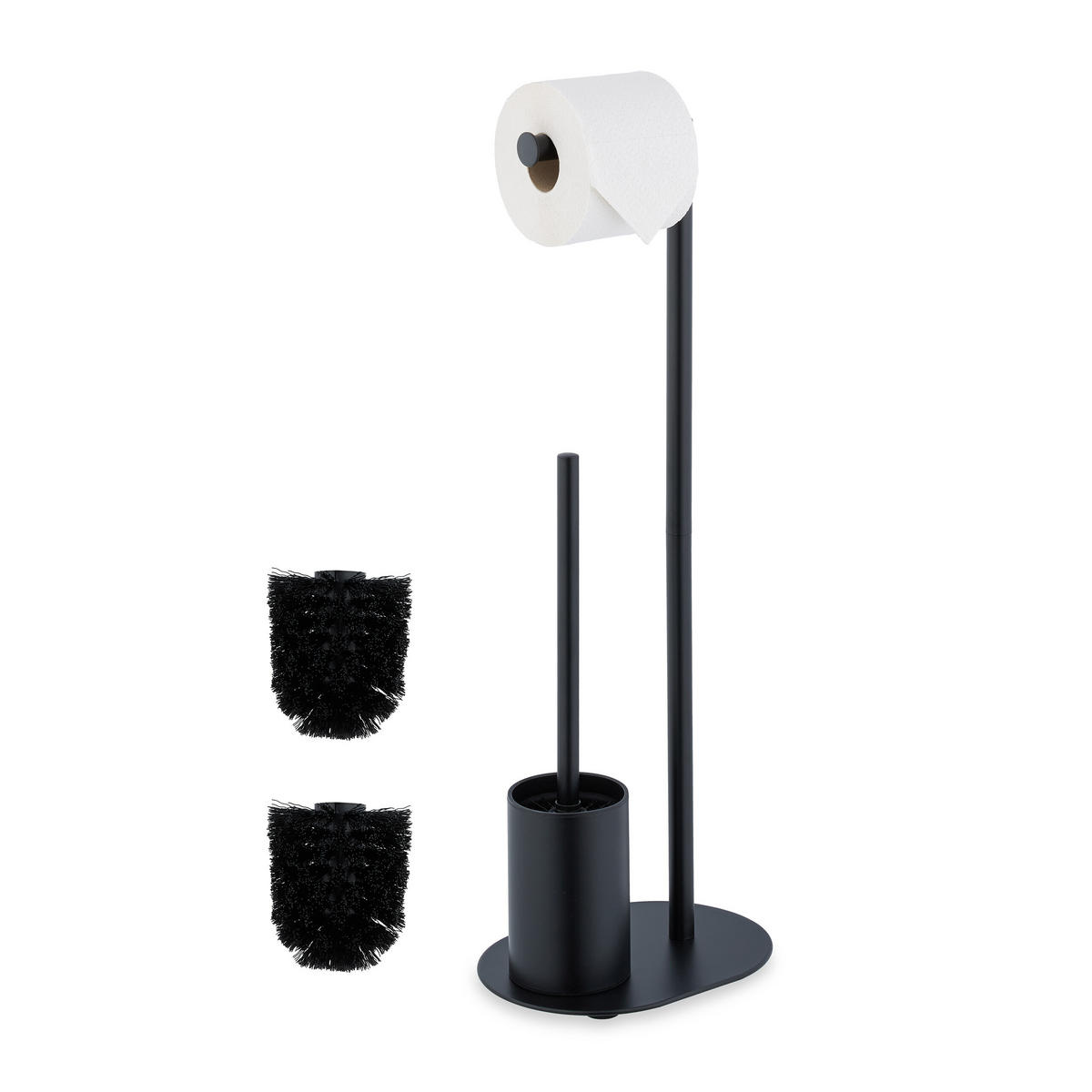 WC-GARNITUR - Schwarz, Textil/Metall (23/63/17cm) - Relaxdays