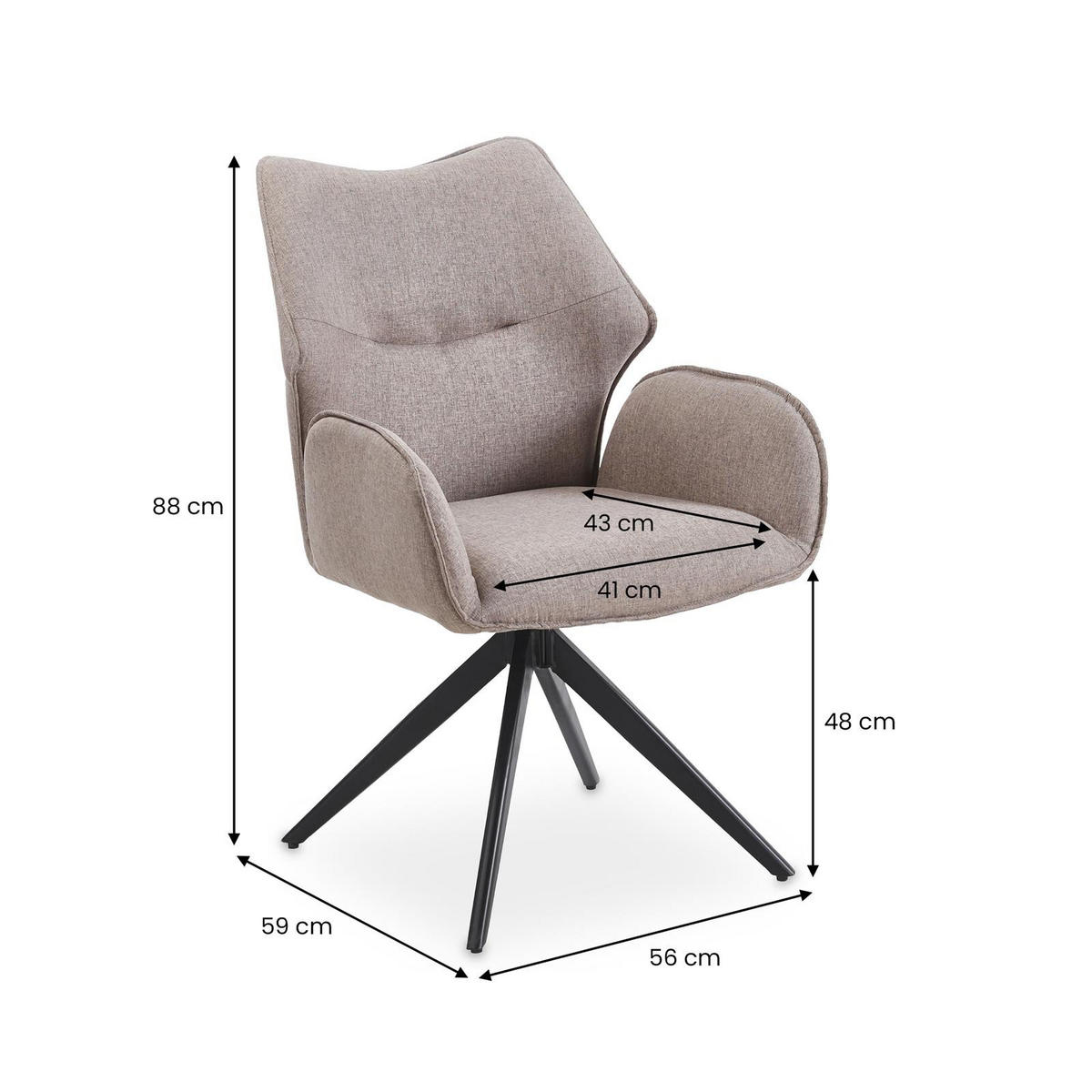 ESSZIMMERSTÜHLE TIMNA 2er-Set taupe - Taupe, Textil (56/88/59cm) - IDIMEX