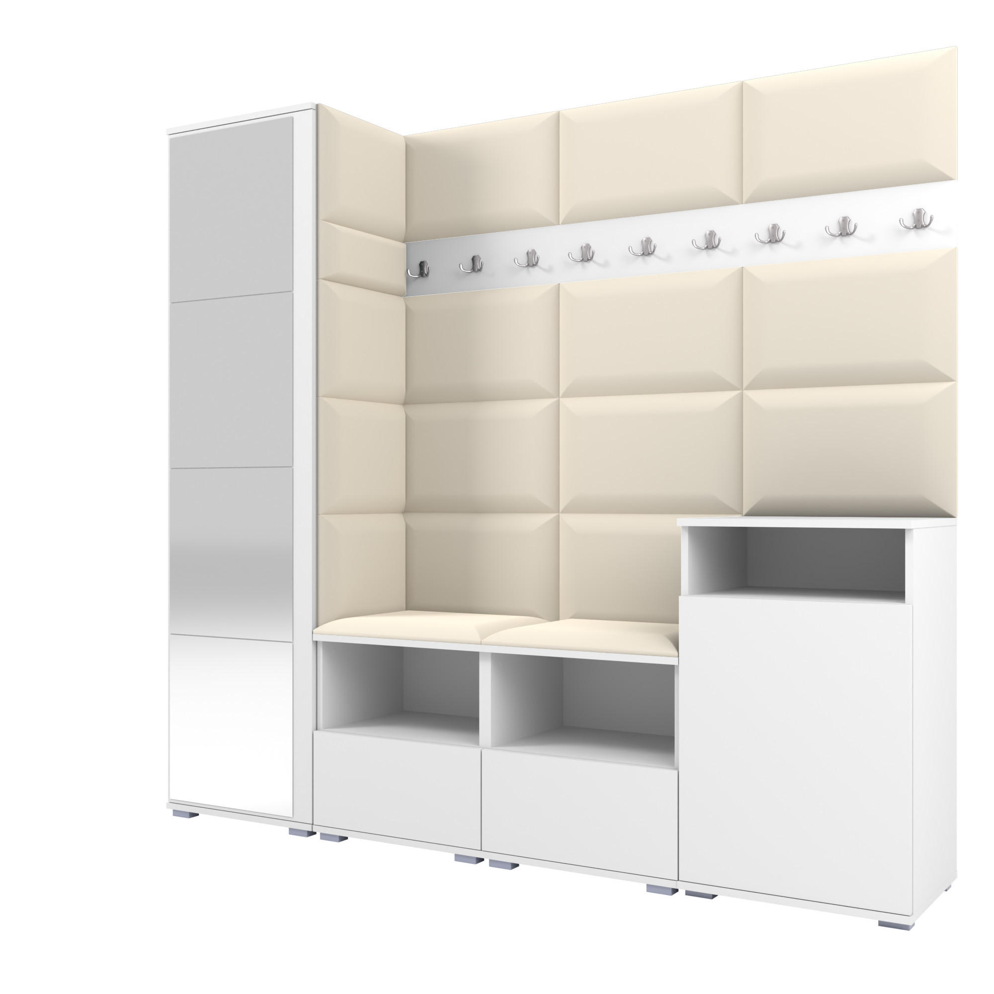 Ravio Garderobe Weiß, Creme 200x187x40 cm