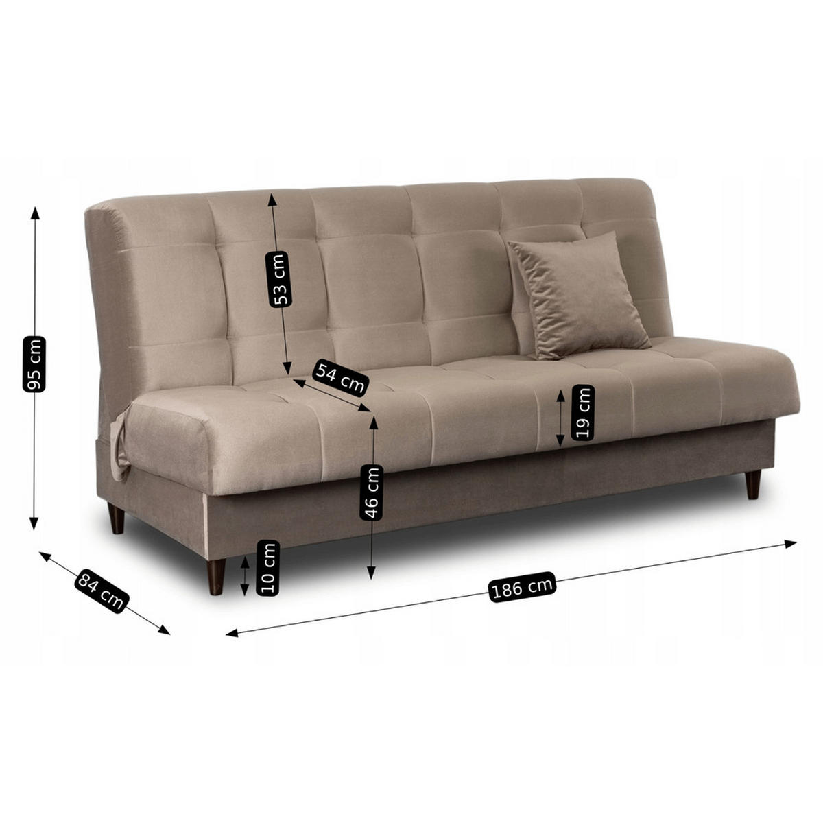 SOFA LIMA ausziehbar mit Schlaffunktion Beige - Braun, Holz/Textil (186/95/84cm) - makarowski meble
