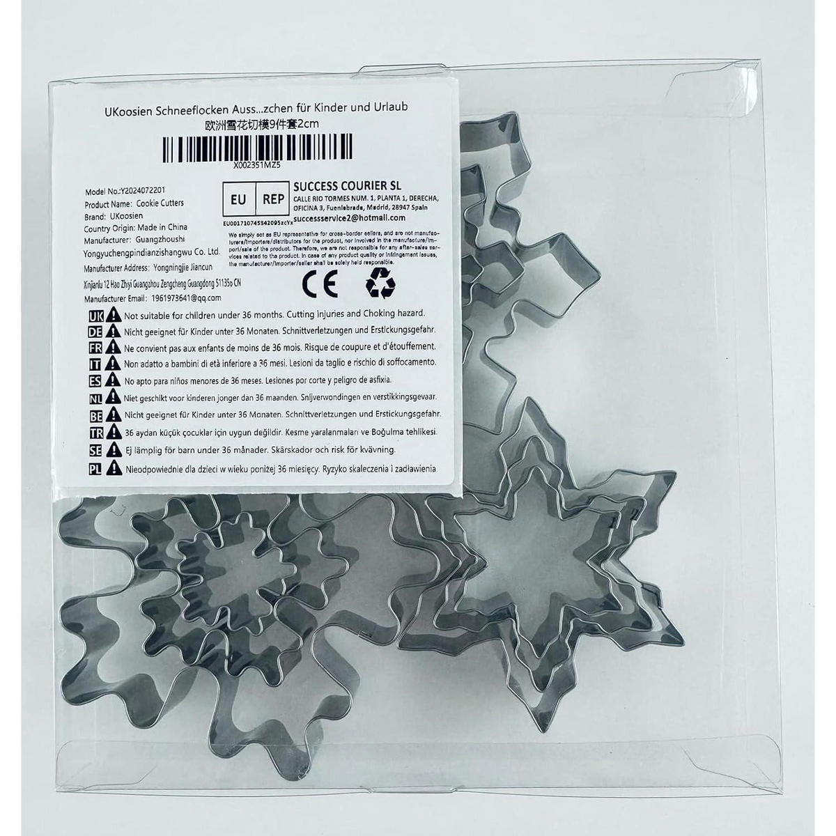 AUSSTECHFORMEN Schneeflocken Set 9-teilig - Multicolor, Metall (10/2/10.4cm)