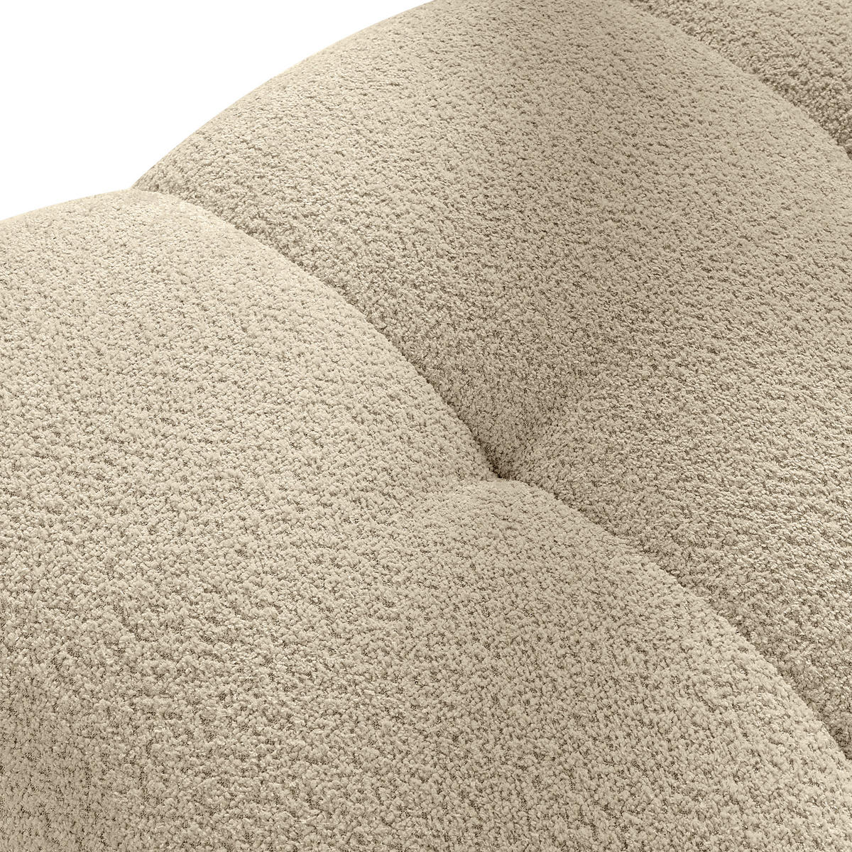 POUF LIRA, Hellbeige, Bouclé - Beige, Holz/Holzwerkstoff (96/43/50cm) - KONSIMO®