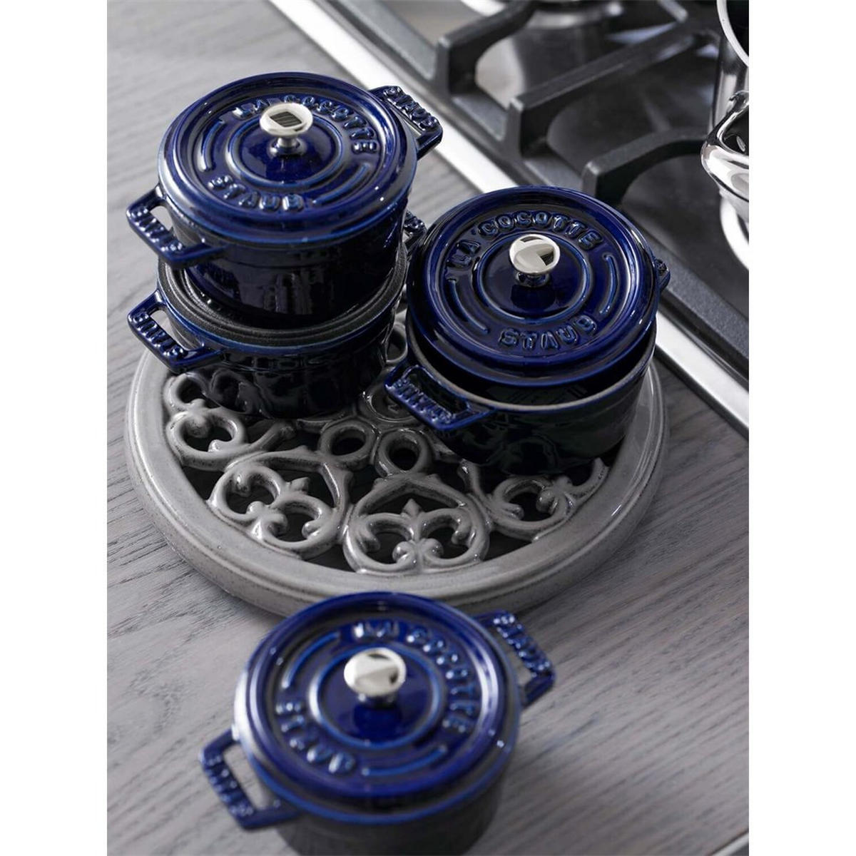 MINI Cocotte Gusseisentopf 250 ml NPC405102620 - Dunkelblau, Metall (10cm) - Staub