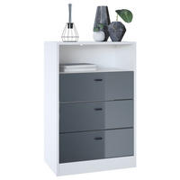 KOMMODE Pino Fronten in Grau Hochglanz - Grau, Holzwerkstoff (56/86.5/36cm) - Vladon