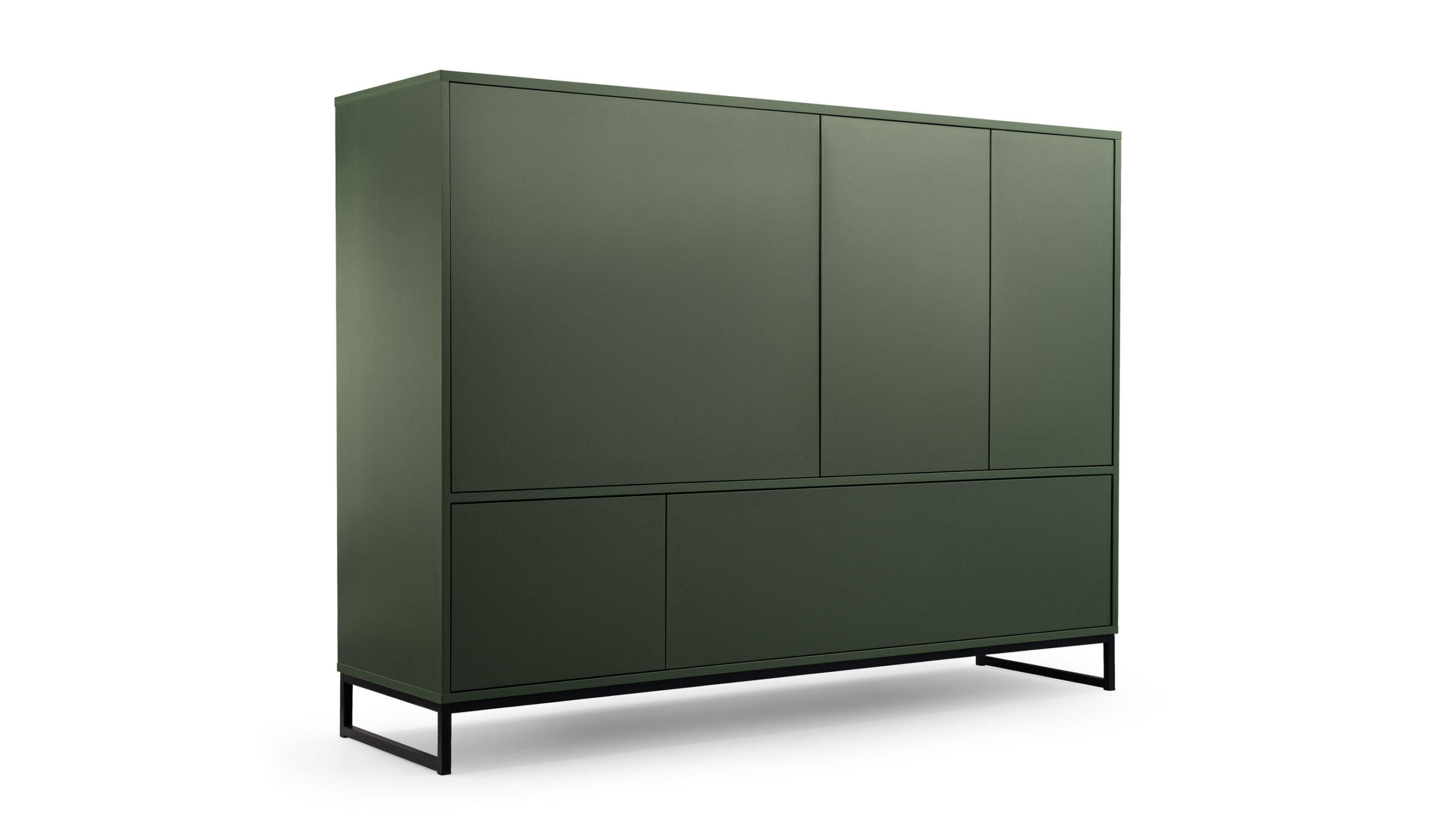 KOMMODE Genua mit 5 Türen, Sideboard in Farbe: Grün, Schrank in Größe: 160 x 120 x 45 cm - Grün, Holzwerkstoff (160/120/45cm) - Agmat-Furniture