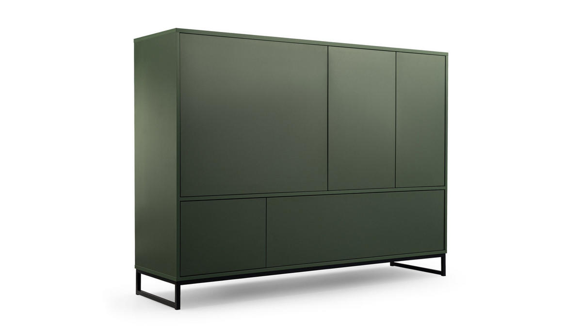 KOMMODE Genua mit 5 Türen, Sideboard in Farbe: Grün, Schrank in Größe: 160 x 120 x 45 cm - Grün, Holzwerkstoff (160/120/45cm) - Agmat-Furniture