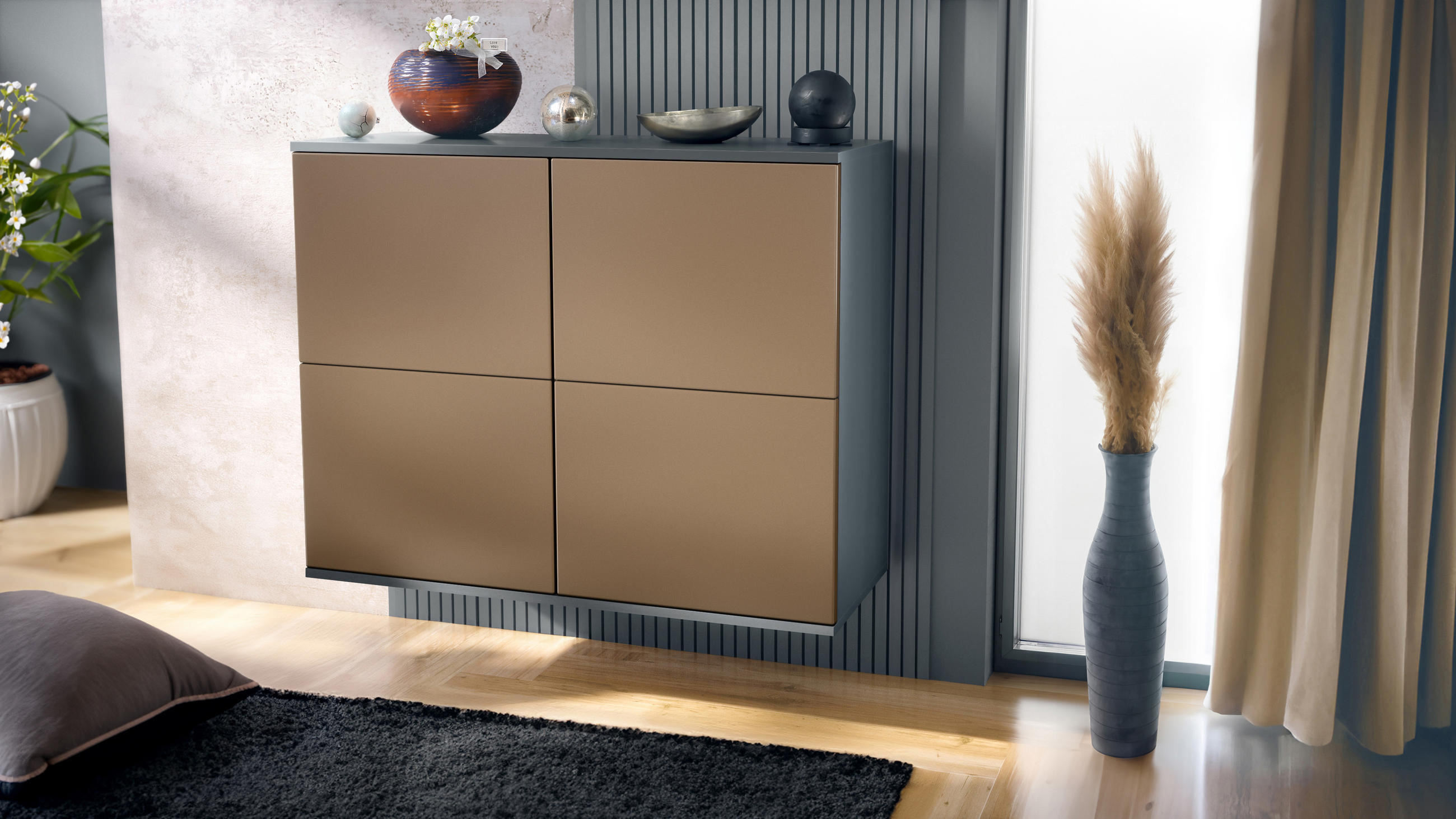 KOMMODE Rova Bronze Optik - Bronzefarben, Holzwerkstoff (92.5/73.5/35cm) - Vladon