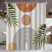 DUSCHVORHANG Blätter Linie 180 x 180 cm - Multicolor, Textil (180/180cm)
