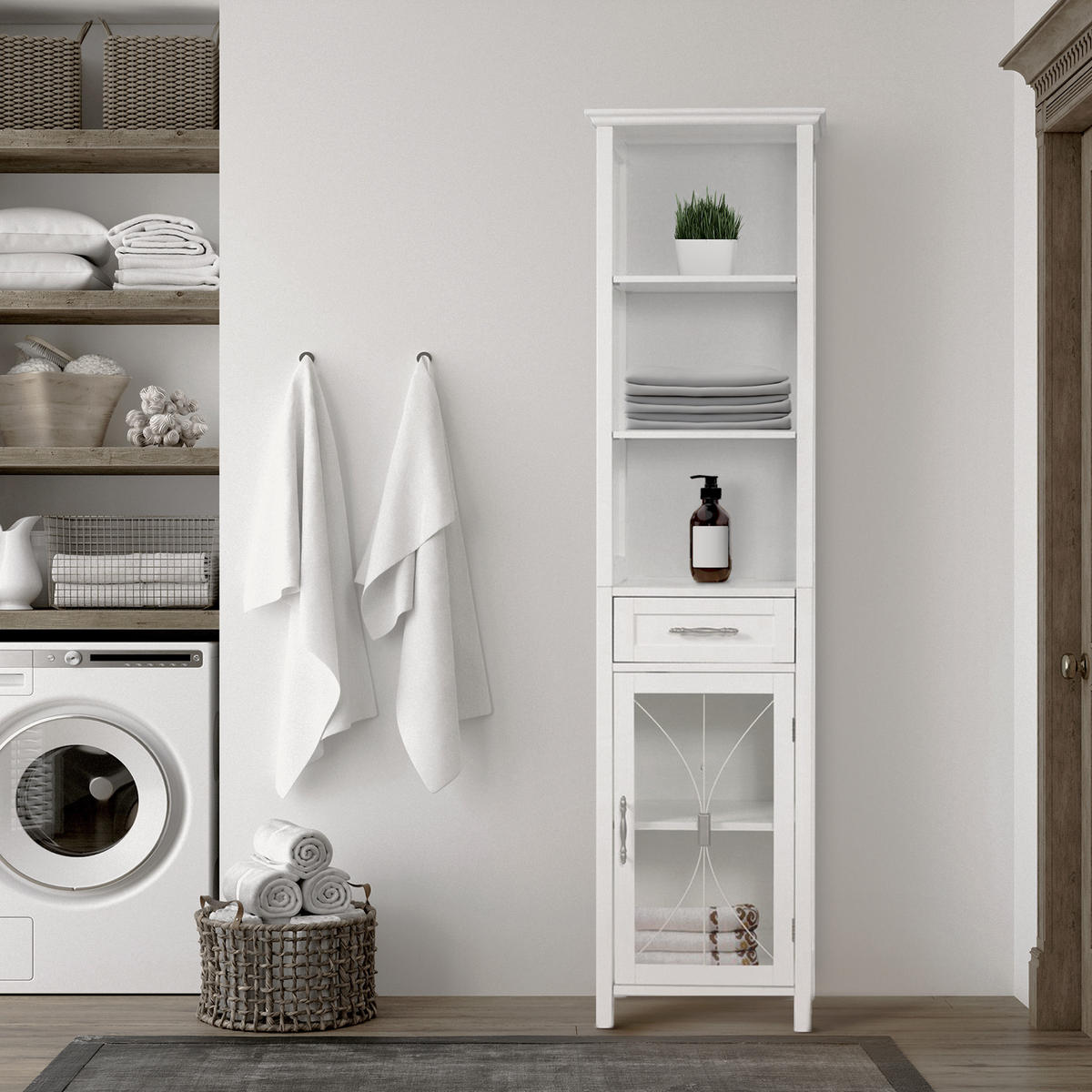 HOCHSCHRANK Weiß - Weiß, Holzwerkstoff (43.2/165.1/34.3cm) - Teamson Home