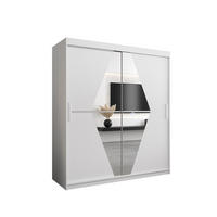 SCHWEBETÜRENSCHRANK 200/180/62 2-türig - Silberfarben/Weiß, Holz/Kunststoff (180/200/62cm) - MÖBEL KRYSPOL