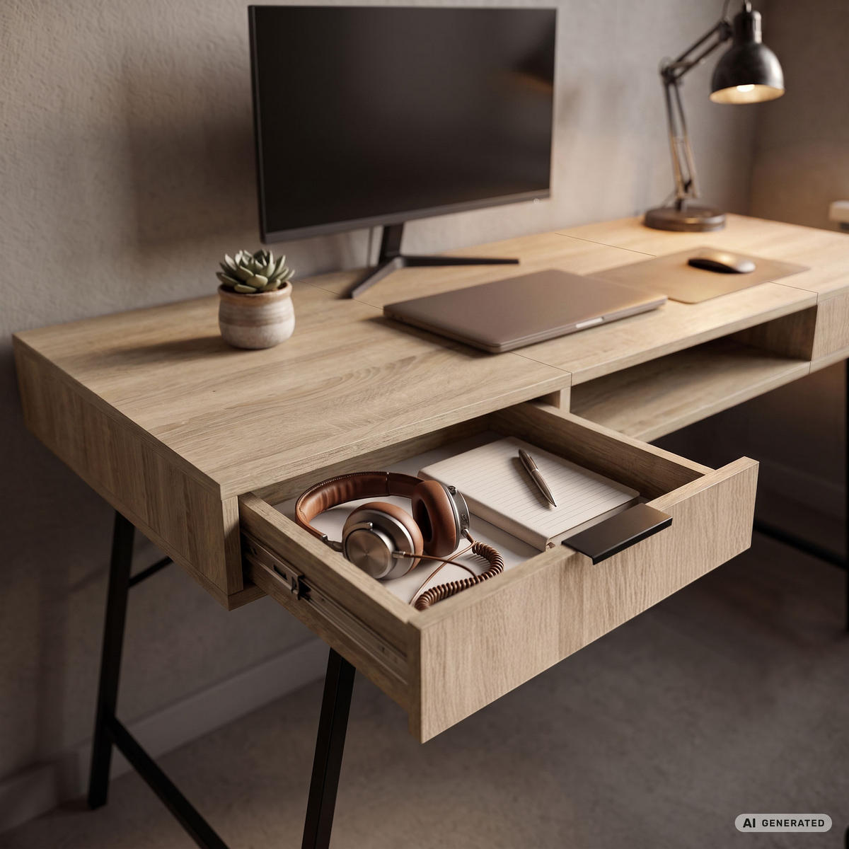 SCHREIBTISCH ARDEN 120 cm Sonoma Eiche - Schwarz/Sonoma Eiche, Holzwerkstoff (120/50/80.5cm) - Akord