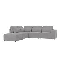 ECKSOFA modularer Leox Hellgrau Samt-Stoff - Hellgrau/Schwarz, Kunststoff/Textil (305/281cm) - S-Style Möbel