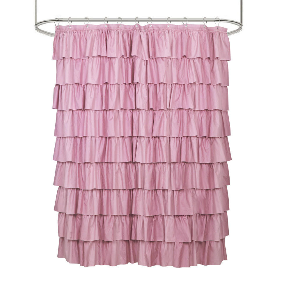 DUSCHVORHANG Rosa Polyester modern rustikal 180 x 180 cm Dekor Badezimmer - Pink, Textil (180/180cm) - MCBOSON