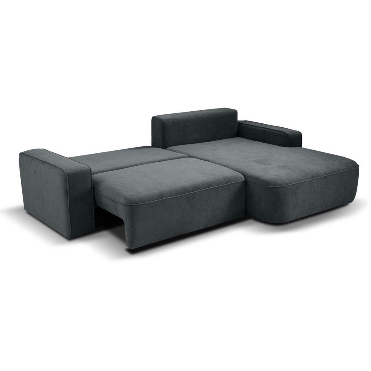ECKSCHLAFSOFA Torre dunkelgrau velours rechts - Dunkelgrau, Textil (258/171cm) - Beautysofa