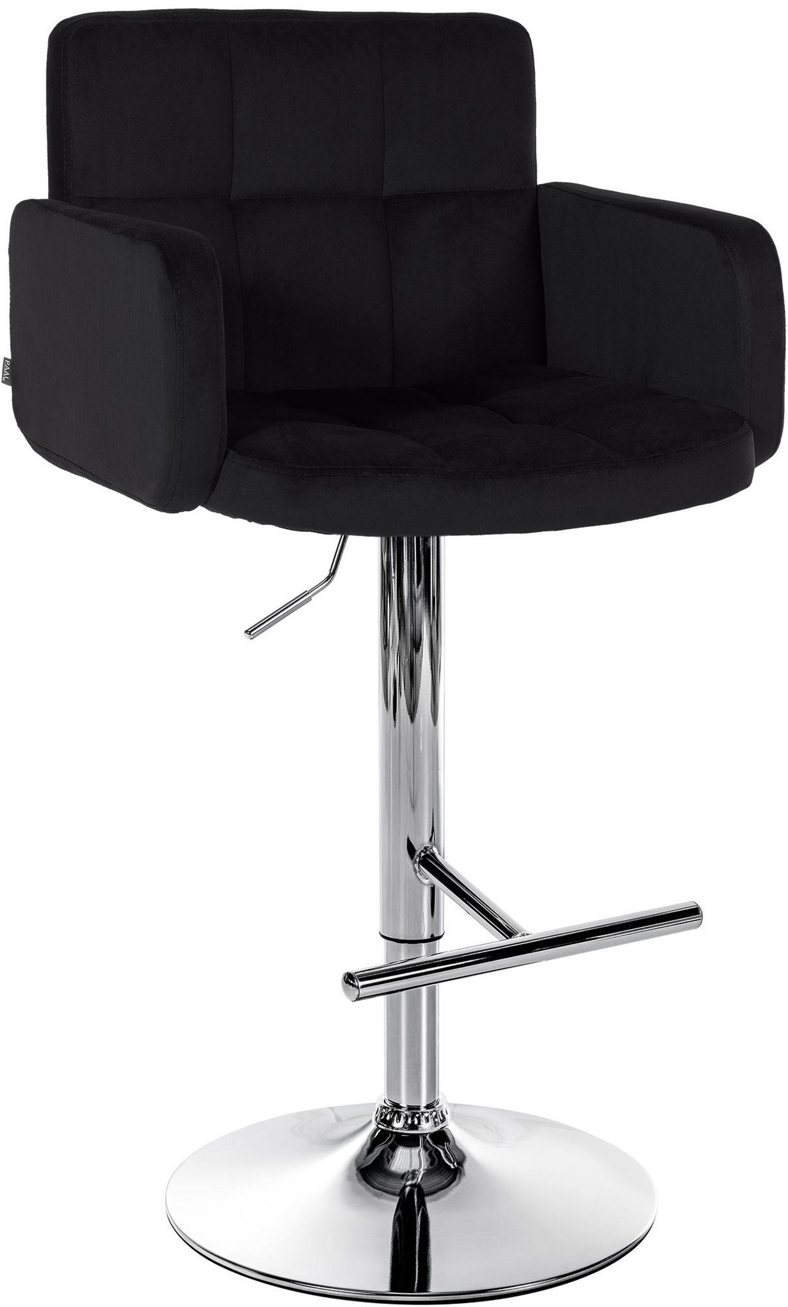 BARHOCKER Lausanne Samt chrom schwarz - Chromfarben/Schwarz, Textil/Metall (60/113/56cm) - TPFLiving