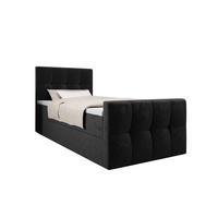 BOXBETT MANHATTAN mit Matratze H3, Bonell und Topper 100x200 Monolith 97 - Dunkelgrau, Textil (100/200cm) - Bedante