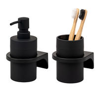 BADACCESSOIRESET SAVONA Softtouch (2er-Set) - Schwarz, Kunststoff (7/16/19cm) - bremermann