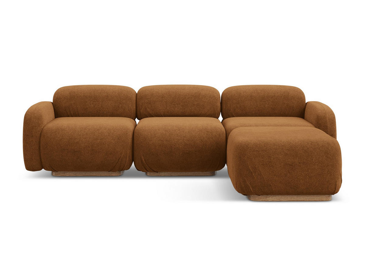 ECKSOFA Beidseitig Bouclé Stoff Orange - Pink/Terra cotta, Holz/Textil (270/190cm) - Makamii