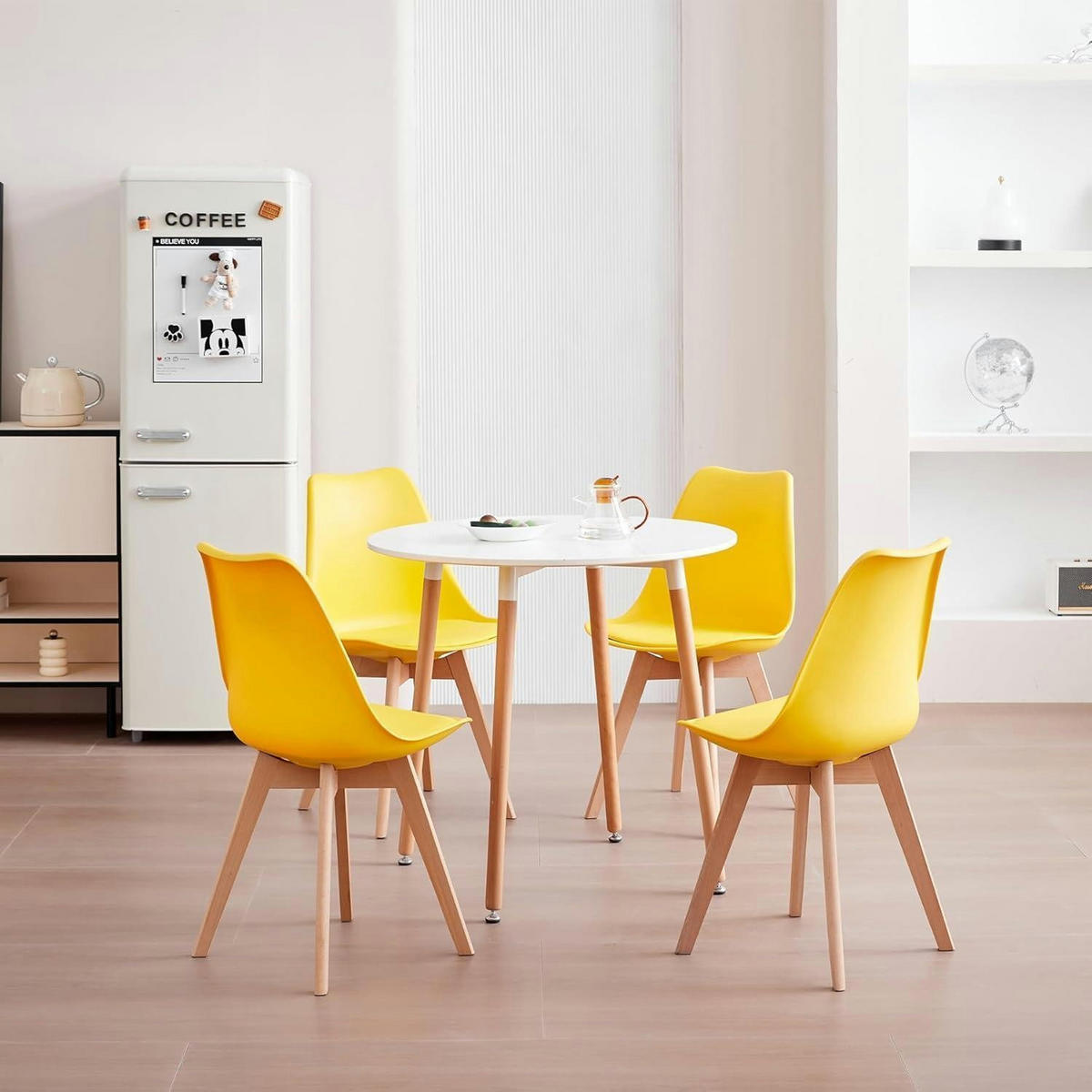 ESSZIMMERSTUHL 8er Set mit abnehmbarem Stuhlkissen Beige+Gelb - Multicolor, Kunststoff (49/83/42cm)
