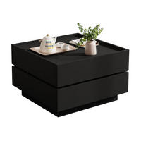 COUCHTISCH 60/60/38 cm 360° drehbar mit 2 Schubladen in Schwarz - Schwarz, Holzwerkstoff (60/60/38cm) - Flora Grace