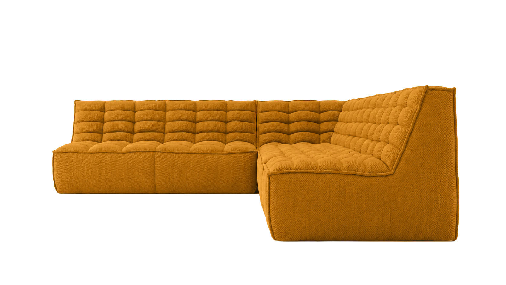 ECKSOFA Modulare L-Form, Plüschstoff Pop, Senffarbe, Rechts, LAZY L - Gelb, Holz (333/253cm) - Kaiser Möbel