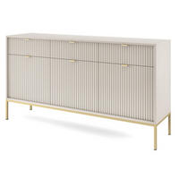 KOMMODE Kaschmir NEW KSZ154 Geriffelt Goldfarben - Ecru, Holzwerkstoff (154/83/39cm) - Sepro Meble