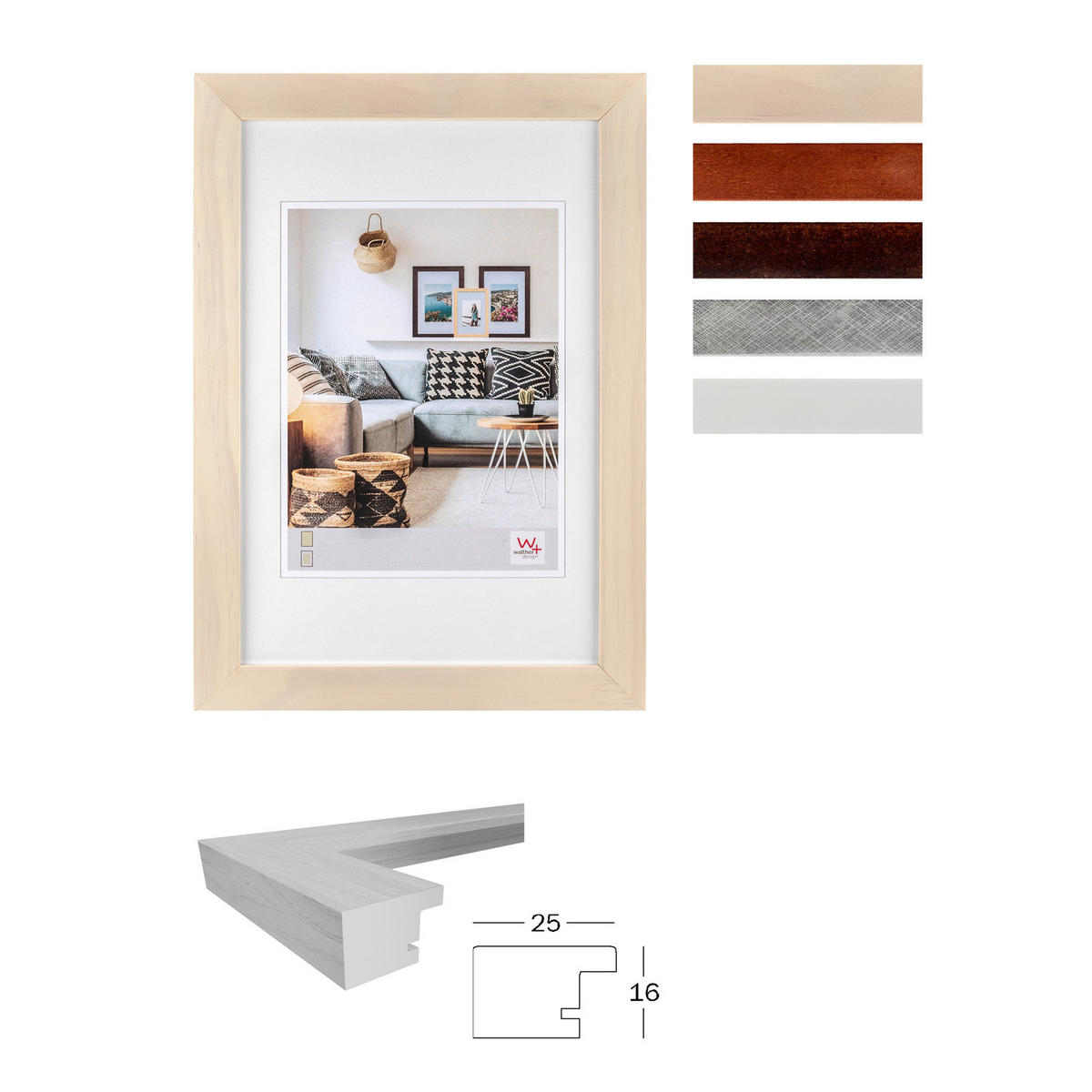 BILDERRAHMEN Nizza Holzrahmen 040X050 cm, NATUR - Naturfarben, Holzwerkstoff (44/54/1.6cm) - walther design