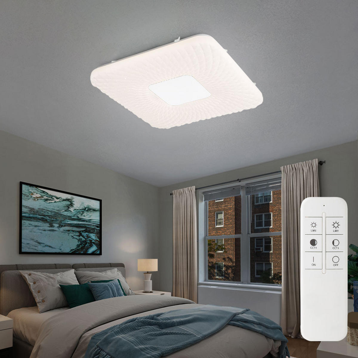 LED DECKENLEUCHTE FINDUS Weiß Metall - Weiß, Metall (43/43/4.6cm) - Globo Lighting