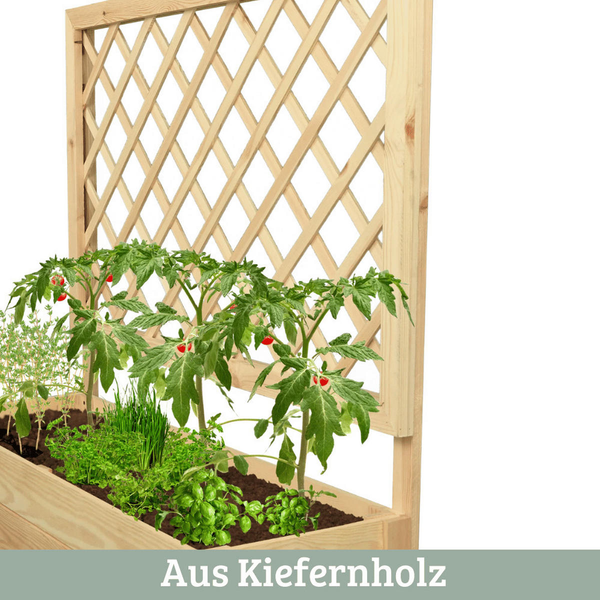 PFLANZKASTEN mit Rankgitter THIO Inkl. Vlies 98cm Breit - Braun, Holz (98/104/34cm) - DELUKE