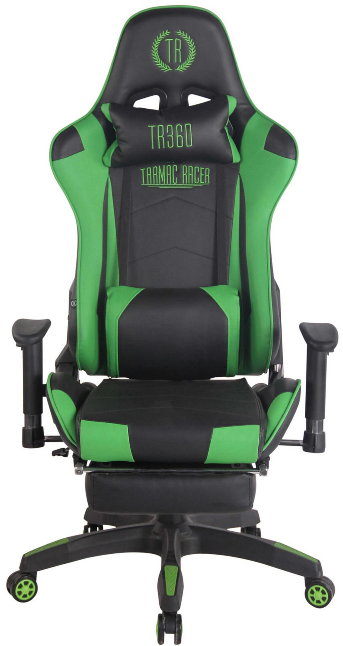 BÜROSTUHL Racing Turbine mit Fußablage, Schwarz/Grün - Grün, Kunststoff/Textil (67/142/58cm) - TPFLiving