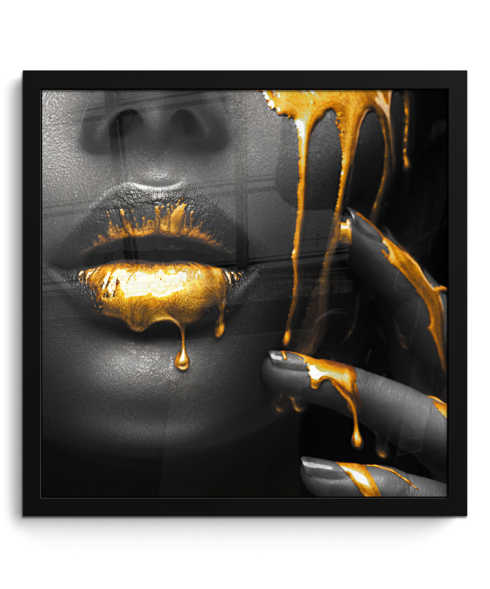 POSTER S OKVIROM Žena 40x40 cm - zlatne boje, papir (40/40cm) - MuchoWow