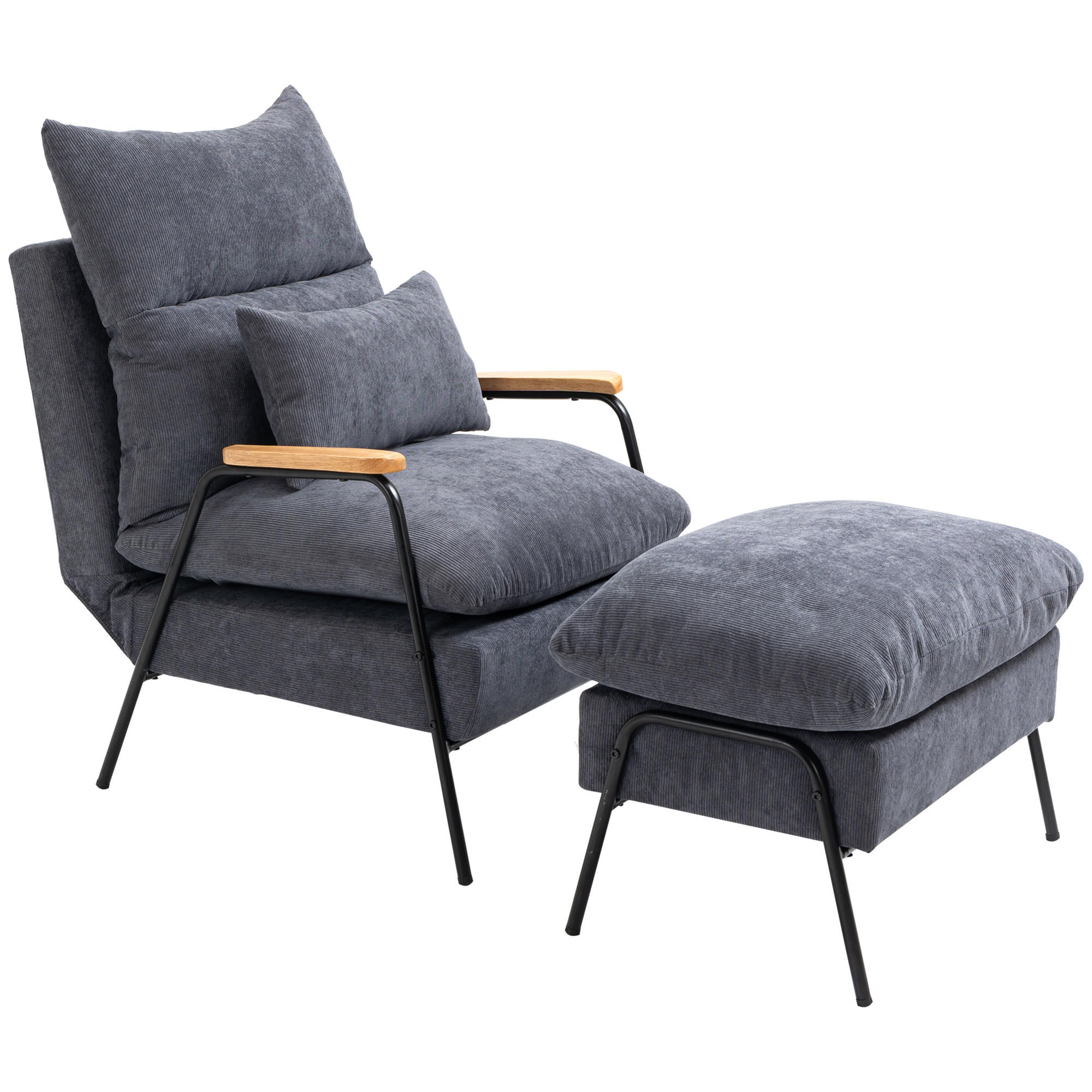 RELAXSESSELSET Grau - Grau, Metall (91.5/88/68cm) - HOMCOM