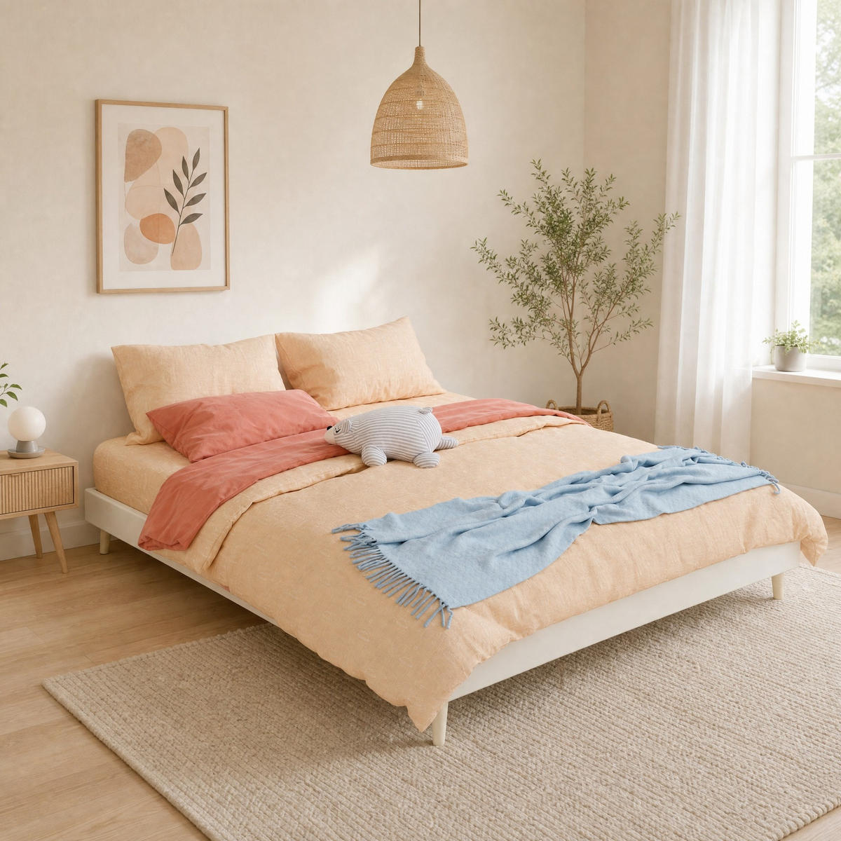 POLSTERBETT 160/200 mit Hollandvelours und geometrischem Design in Beige - Beige, Holzwerkstoff/Textil (160/200cm) - EVRYAE