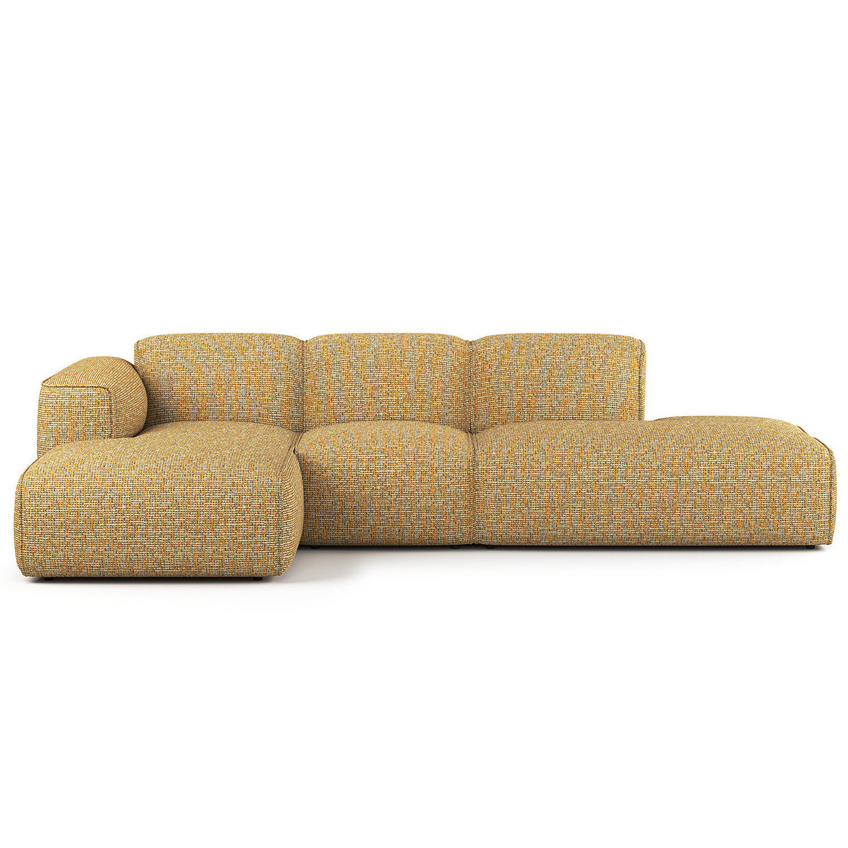 ECKSOFA mit Chaiselongue - Schwarz/Honig, Kunststoff/Textil (290/173cm) - home24