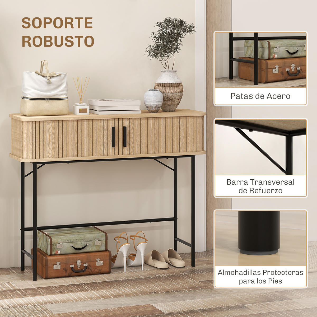 KONSOLENTISCH Eiche MDF Melamin in Holzoptik 1 Stück - Beige, Kunststoff (100/30/80cm) - GiPP