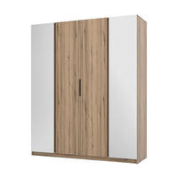 DREHTÜRENSCHRANK CAGLIARI 200/239/61,9cm 4-türig mit Spiegel Goldfarben - Goldfarben, Holzwerkstoff (200/239/61.9cm) - MASSENO
