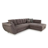 ECKSOFA mit Schlaffunktion und großem Bettkasten, seitenverkehrt montierbar B330/T207/H90 cm, Liegefl. 153x270 cm, Mikrofaser Braun / 15231 - Chromfarben/Braun, Kunststoff/Textil (330/207cm) - luma-home