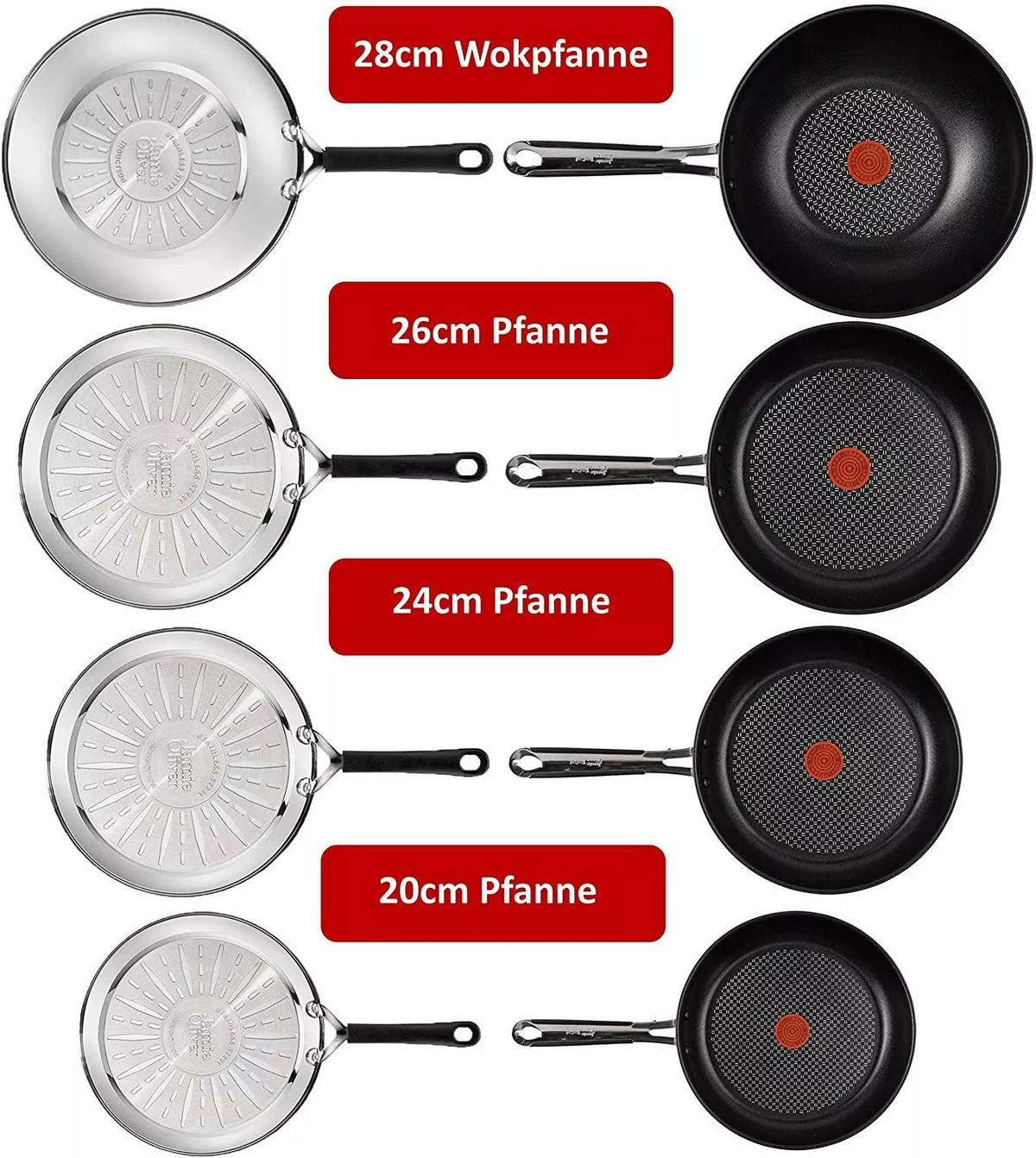 PFANNEN-SET J90936 Jamie Oliver 7-Teilig - Silberfarben, Keramik/Metall - Tefal