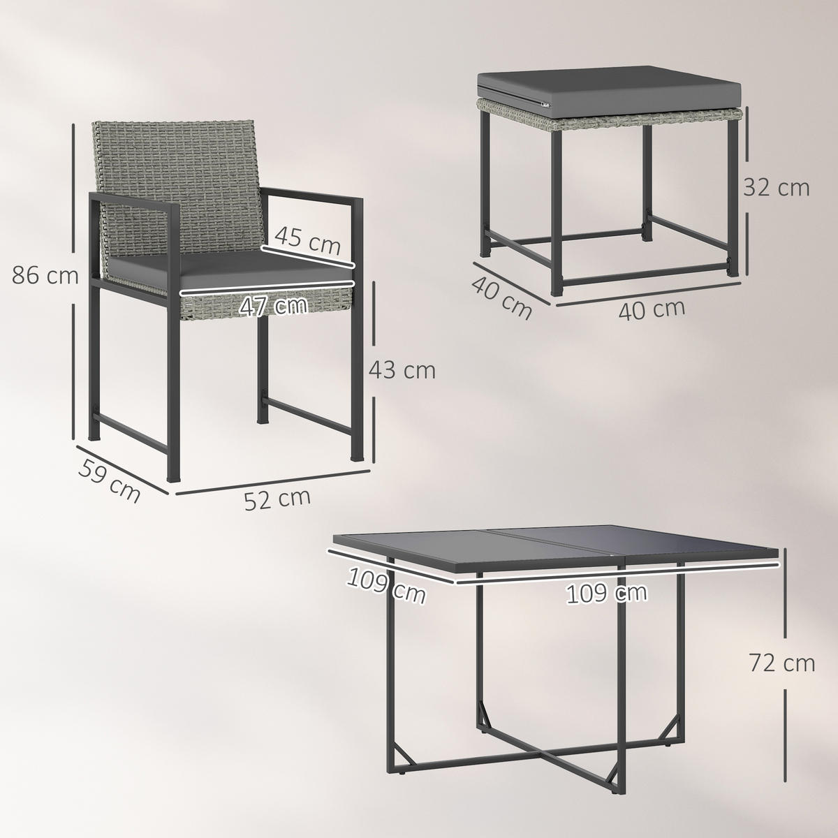 GARTENESSGRUPPE DE-13624 8-sitzig mit Glastisch & Polster Grau - Grau, Metall - ComfortXL
