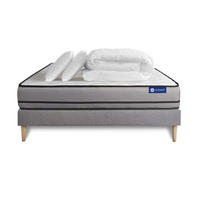 BETT Actiflex night Taschenfederkern 140 x 190 cm h4 - Kit Bettgestell Grau - Mit Kissen und Bettdecke - Beige/Grau, Karton/Holz (140/190cm) - ACTISOM
