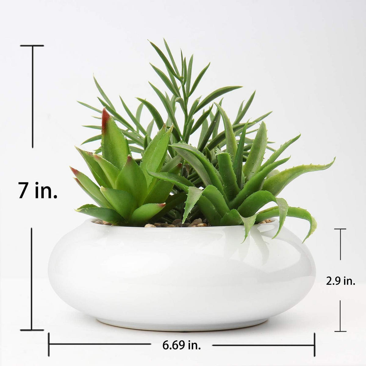 KUNSTPFLANZE Sukkulenten Arrangement im Keramiktopf 18 cm Weiß - Weiß, Keramik (18cm)