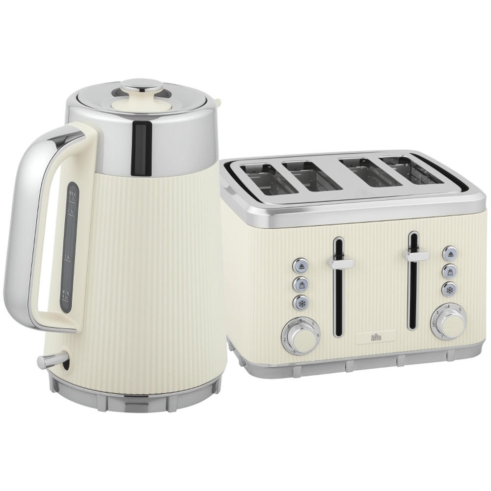 WASSERKOCHER-TOASTER Set UND Cremeweiß 21,2/15,5/25,5 cm - Creme, Kunststoff (15.5/25.5/21.2cm) - Rolipo