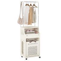 KLEIDERSTÄNDER auf Rollen beige - Beige, Kunststoff (40/136/29.5cm) - COSTWAY
